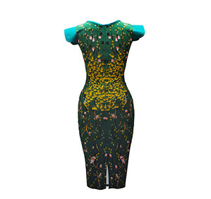 Pencil dress with silk detail