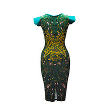 Pencil dress with silk detail