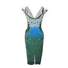 Pencil dress with front and back cleavage