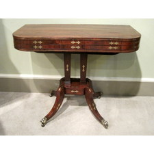Regency Rosewood and Brass inlayed Card Table