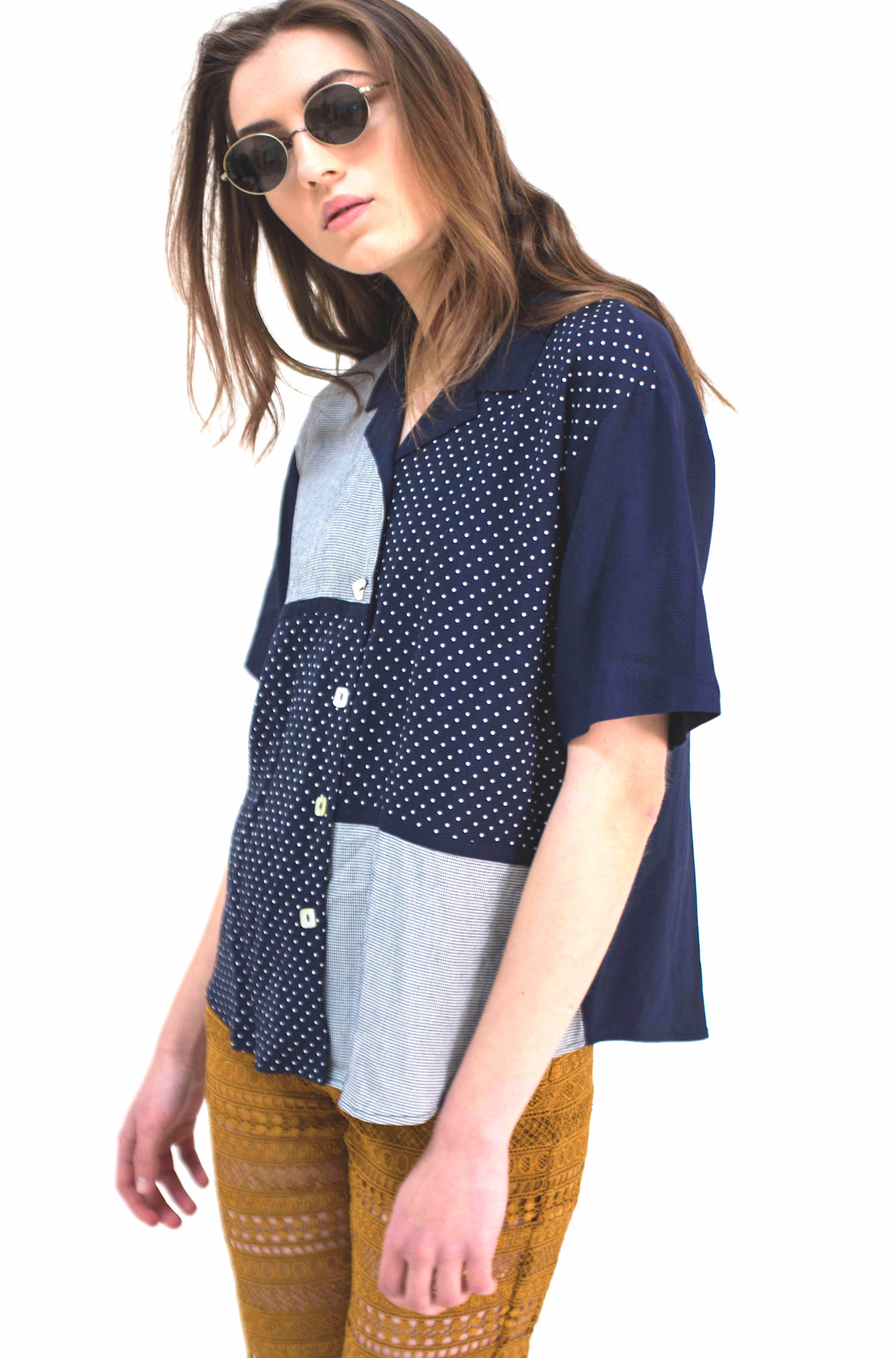 NY BLUE PATCHWORK SHIRT - W...