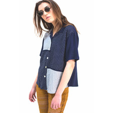 NY BLUE PATCHWORK SHIRT - Wandering I