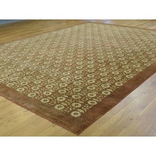 10'x13'10" Hand Knotted Agra With Rosette Design Pure Wool Oriental Rug