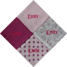Personalised cloth diapers, soft pink muslin squares with name - PetitePeople