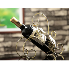 Gold Grape Leaf Iron Wine Rack Display