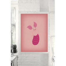 Winnie the Pooh Art Minimalist Invitation Quote "Piglet" Retro Style Print Home Wall Nursery Art Birthday Decal Baby Shower