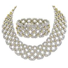 Round Cut Diamond 18k White and Yellow Gold Necklace