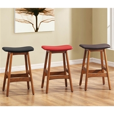Set of 2 Black Red Dark Brown Counter Saddle Counter Height Stools