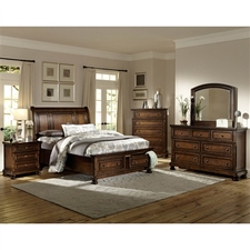 Cumberland Traditional Medium Brown Bun Foot Hidden Drawer Bedroom Set