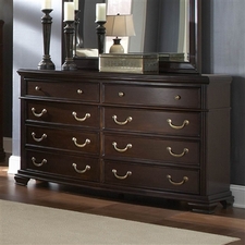 Wrentham Brown Transitional Antique Bronzed Knobs 8 Drawer Dresser