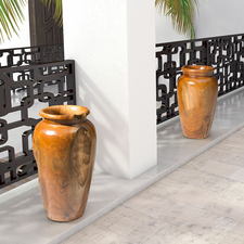 Natural Reclaimed Teak Wood Vase in Antique Gold