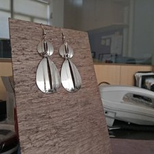 Imp-E-008 Silver Plated Dangle Long Earrings 2 Oval