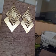 Imp-E-010 Geometric tassel Gold Color long Earrings