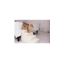 Pet Stairs Petstairz 4 Step High Density Foam Pet Step and Pet Stair with Beige Removable and Washable High Curly Pile Shearling Cover for Pets up to 50 Lbs.