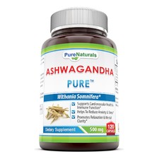 Pure Naturals Ashwagandha Capsules, 500 mg, 120 Count