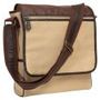 Khaki Canvas Messenger Bag with Brown Leather Look Handles 13