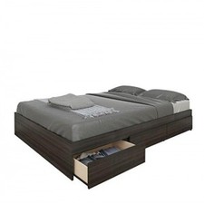 Nexera 225430 Atom 3-Drawer Reversible Storage Bed, Full, Ebony