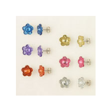 bling flower earrings 6-pack