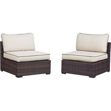 Renway 2pc Beige/Brown Outdoor Armless Chair Available Online in Dallas Fort Worth Texas