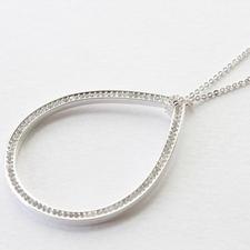 silver long water drop pendant necklace
