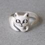 sterling silver handmade cat ring