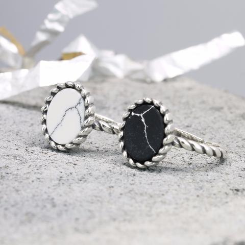 sterling silver marble rings