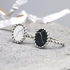 sterling silver marble rings