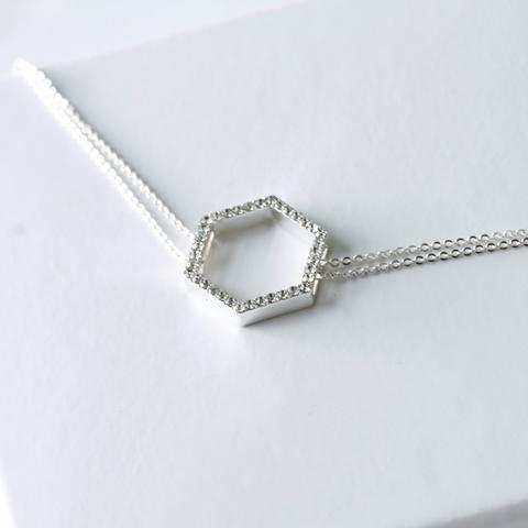 silver crystal hexagon brac...