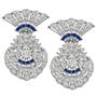 Round and Pear Shape Diamond Sapphire Platinum Earrings