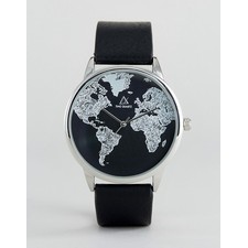 Monochrome Watch With Map Print Design