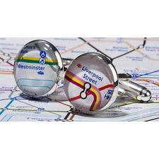 Bespoke London Underground Rhodium Metal cufflinks