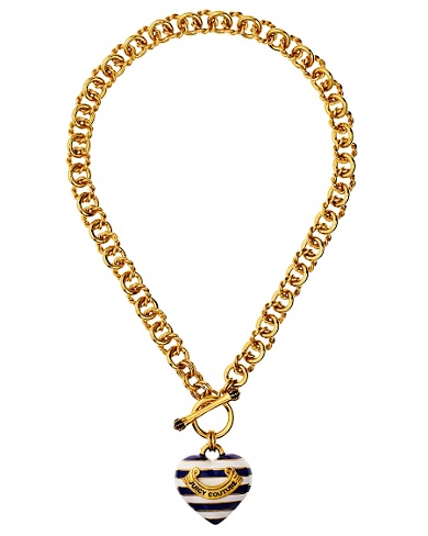 Striped Heart Link Necklace