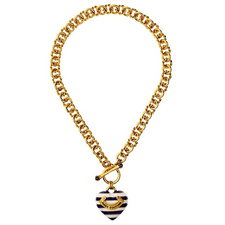 Striped Heart Link Necklace