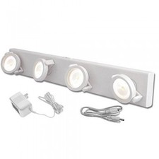 Rite Lite LPL704W-AC 4 LED Independent Light Head Wireless and Wired Track Style Under Cabinet Light White