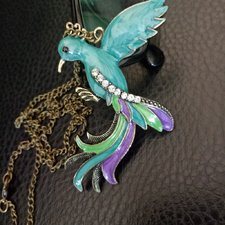 Imp-N-009 Phoenix Gem Enamel Pendant Necklace