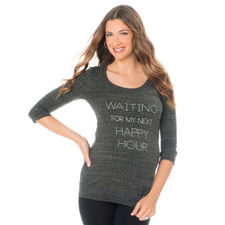 Elbow Sleeve Scoop Neck Screen Print Maternity T Shirt