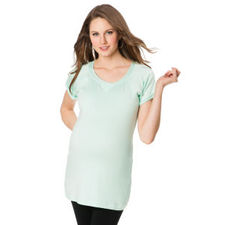 Short Sleeve Scoop Neck Raglan Sleeve Maternity Tunic