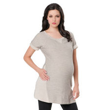 Short Sleeve Scoop Neck Sharkbite Hem Maternity Tunic