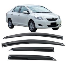  Ikon Motorsports 07-11 Toyota Yaris Smoked Aero JDM Stick On Vent Window Shade Visors Rain Guard