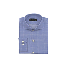Blue Graph Check Custom Dress Shirt | Black Lapel