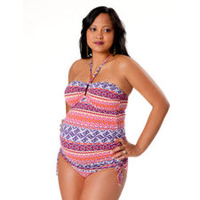 Hardware Detail Maternity Tankini Swimsuit