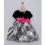 Black & Silver Flower Dress - Infant & Toddler