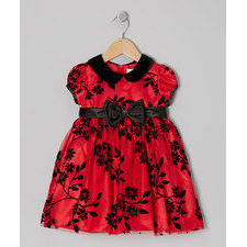 Red Floral Puff-Sleeve Dress - Toddler & Girls