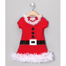 White Mrs. Claus Ruffle Dress - Infant, Toddler & Girls