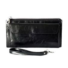 A-SHU LARGE BLACK GENUINE LEATHER MULTI-COMPARTMENT PURSE / CLUTCH BAG – A-SHU.CO.UK