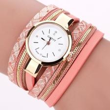 A-SHU SALMON PINK WRAP AROUND STRAP WRIST WATCH - A-SHU.CO.UK