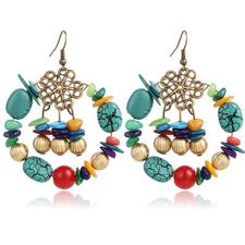 A-SHU BOHO INSPIRED TURQUOISE BEADED DROP EARRINGS - A-SHU.CO.UK
