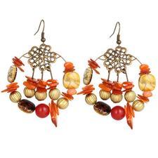 A-SHU BOHO INSPIRED ORANGE BEADED DROP EARRINGS - A-SHU.CO.UK