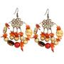 A-SHU BOHO INSPIRED ORANGE BEADED DROP EARRINGS - A-SHU.CO.UK