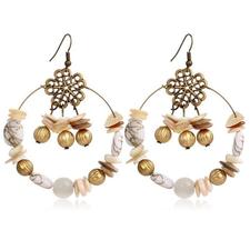 A-SHU BOHO INSPIRED WHITE BEADED DROP EARRINGS - A-SHU.CO.UK